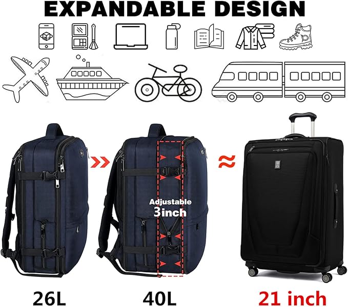 Mogplof Carry On Travel Backpack, Large Flight Approved Traveling Backpack for Women & Men, 40L Anti Theft TSA Friendly Expandable Luggage, Weekender Suitcase Fit for 17/17.3 Inch Laptop