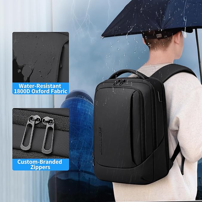 FENRUIEN Laptop Backpack for Men, 15.6 Inch Work Backpack, Water-Resistant 1800D Oxford for Office/Commute/Travel