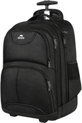 MATEIN Wheeled Backpack, 18 inch Laptop Backpack with Wheels for College, Rolling Travel Backpack, Carryon Trolley Luggage Suitcase Compact Business Computer Bag for Men Women, Black