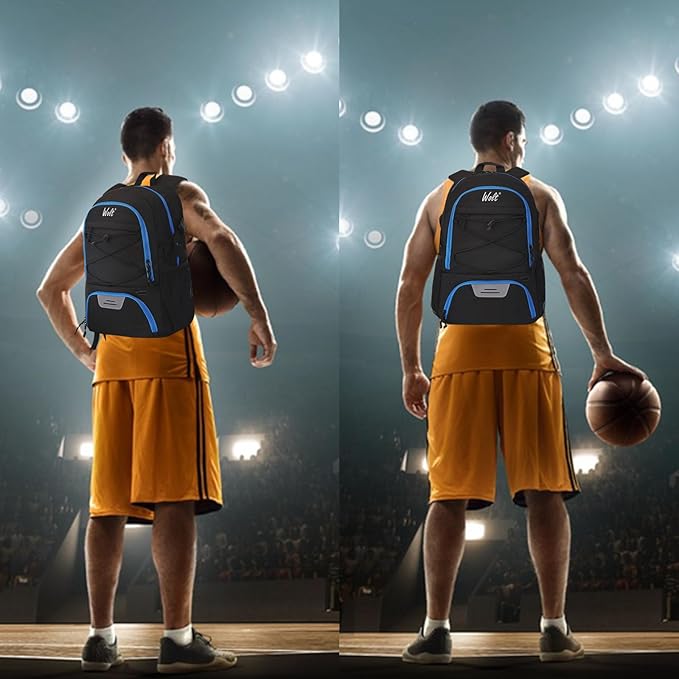 WOLT Basketball Backpack Large Sports Bag with Separate Ball Holder & Shoes Compartment, Best for Basketball, Soccer,Gym