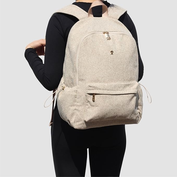 ESVAN Personalized Gifts Backpack Canvas Linen Nylon 17 inch Laptop Bag for Women Casual College