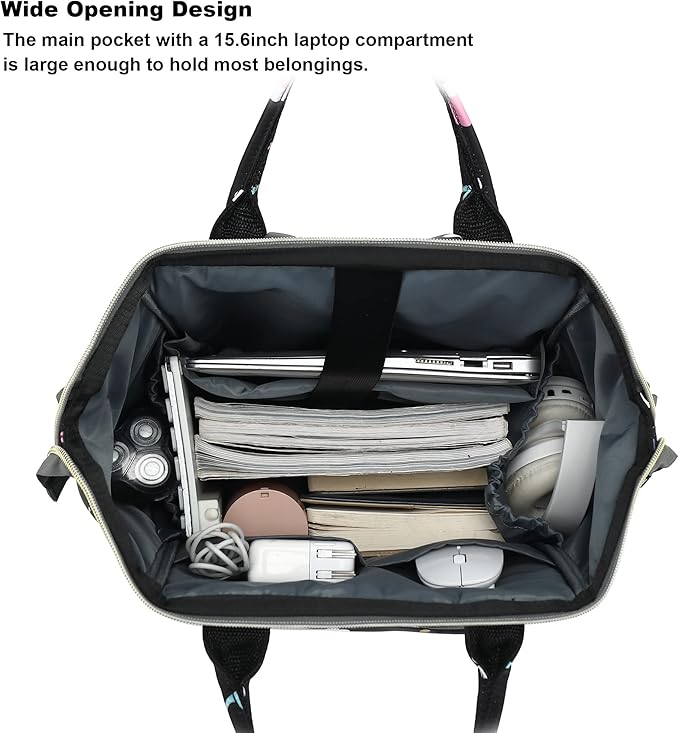 Elephant Laptop Backpack for Women Men, 15.6 inch College School Backpack Bookbag for Work/School/Travel/Business (Black)
