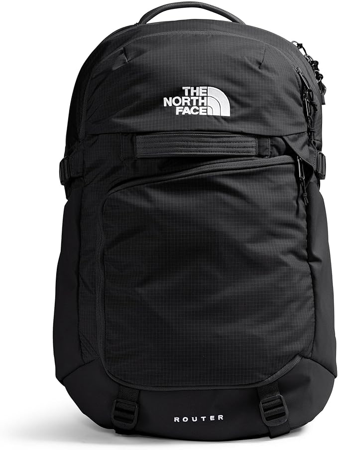The North Face Router Everyday Laptop Backpack - Daypack, Water Repellent, Laptop Sleeve, Reflective Details, TNF Black/TNF Black-NPF, One Size