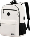Backpack for Teens Boys & Girls, 15.6 Inch School College Bookbag, Large Travel Backpack with Organized Compartments, Light Beige