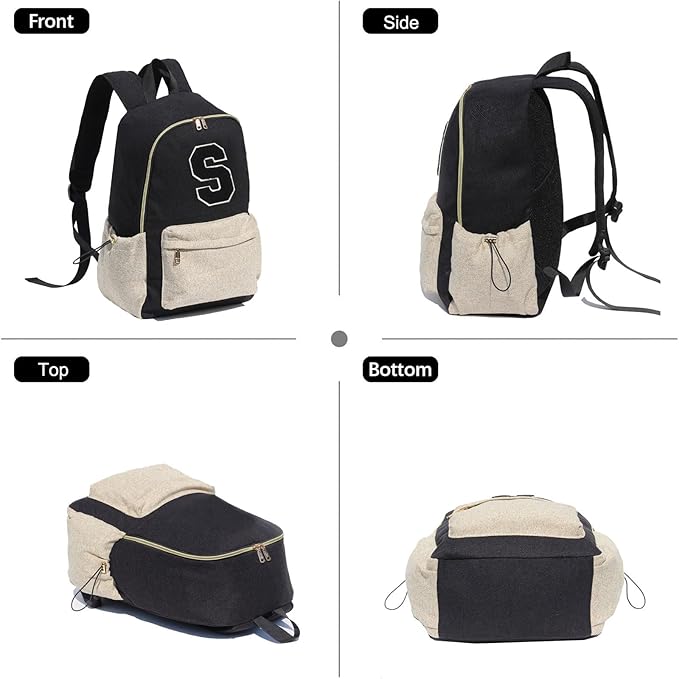 ESVAN Personalized Gifts Backpack Canvas Linen Nylon 17 inch Laptop Bag for Women Casual College