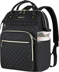 EMPSIGN 17 Inch Laptop Backpack for Women, Work Business Travel Computer College Bags, Large Capacity Water-repellent Quilted Casual Daypack with USB Port, Black