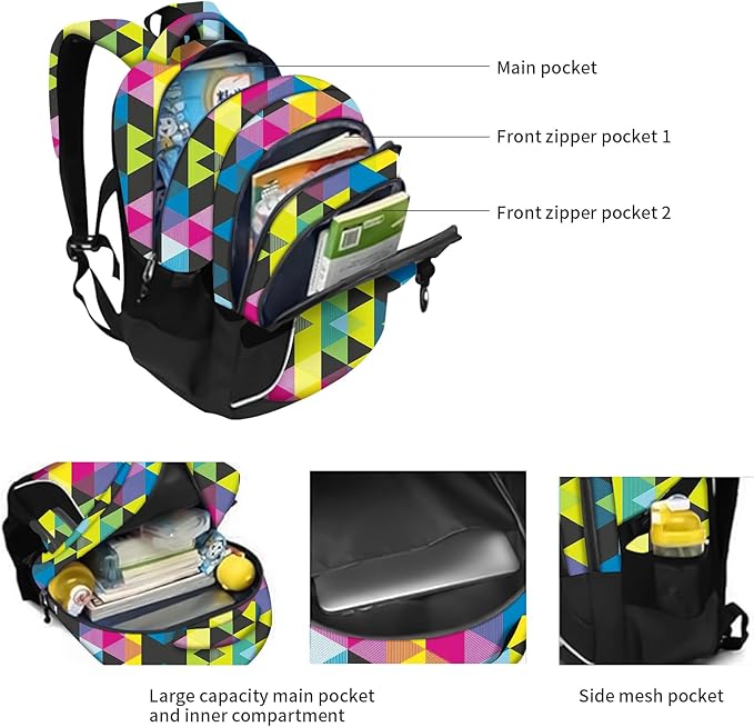 rickyh style School Backpack Travel Bag for Men & Women Lightweight College Back Pack with Laptop Compartmen (23SANJIAO)