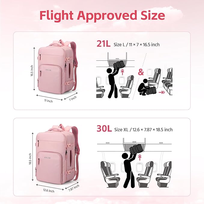 RealCool Travel Backpack for Women Men - Gift for Travelers, Students & Professionals, 15.6 Inch Laptop Carry On Backpack, TSA Flight Approved, College School Business Weekender Daypack -Pink