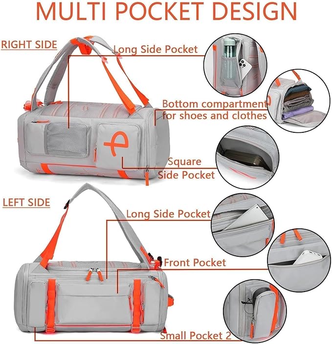 BE SMART 2 in 1 Convertible Gym Duffel Bags with Shoes Compartment - 40L Waterproof Extra Large Workout Backpack for Gym Men, Heavy Duty Sports Duffle Backpacks for Travel, Hiking, Camping, Carry On