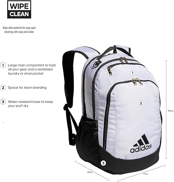 adidas Defender Sports Backpack with Shoe Compartment, Soccer Bag