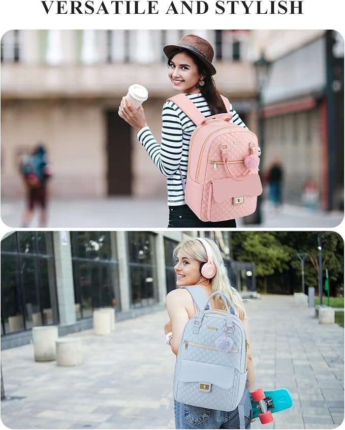 Teen Girls Backpack, Aesthetic School Book Bag with Charging Hole for Kids Elementary Middle High School College Women, Blue