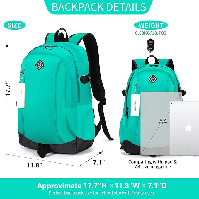 rickyh style School Backpack Travel Bag for Men & Women, Lightweight College Back Pack with Laptop Compartment