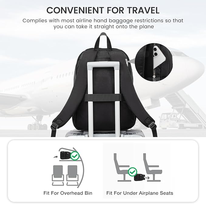 LOVEVOOK Travel Laptop Backpack for Men Women, Waterproof Work Backpack Fits 15.6 Inch Laptop, Large Computer Backpack for College, Black