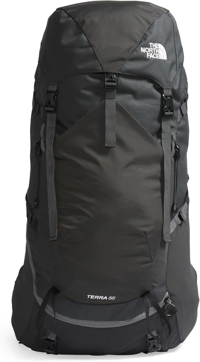 The North Face Women's Terra 55 Backpack - Hiking Pack, Women-Specific Fit, Cinch-Top Opening, Pole & Ice Axe Attachments, Asphalt Grey/TNF Black-NPF, Medium/Long