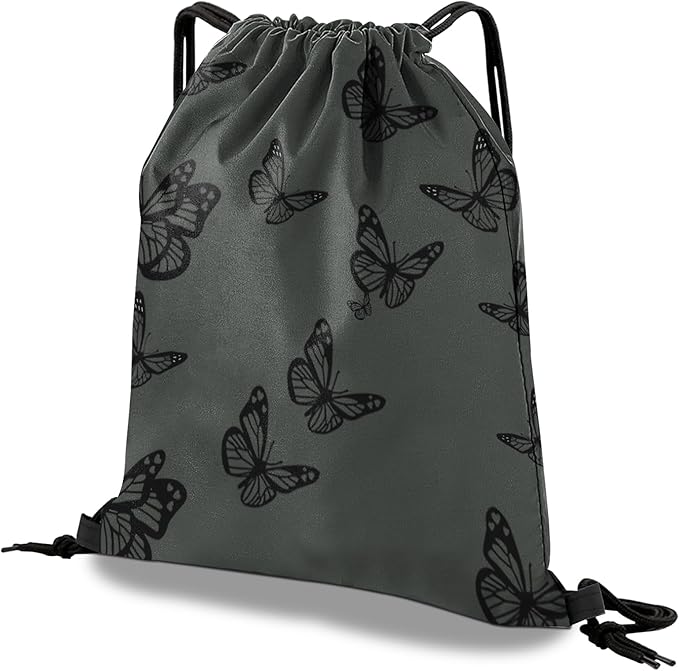 Drawstring Backpack Draw String Bag Waterproof for Sports Gym Beach Travel Cute Aesthetic Sackpack Men Women (13"×17")-Butterfly