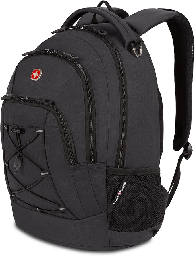 SwissGear 1186 Special Edition 13” Laptop Backpack – Grey – Compact Tech Bag with Reflective Accents – Multiple Organizer Pockets with Bungee Cords & D-ring Attachment Point