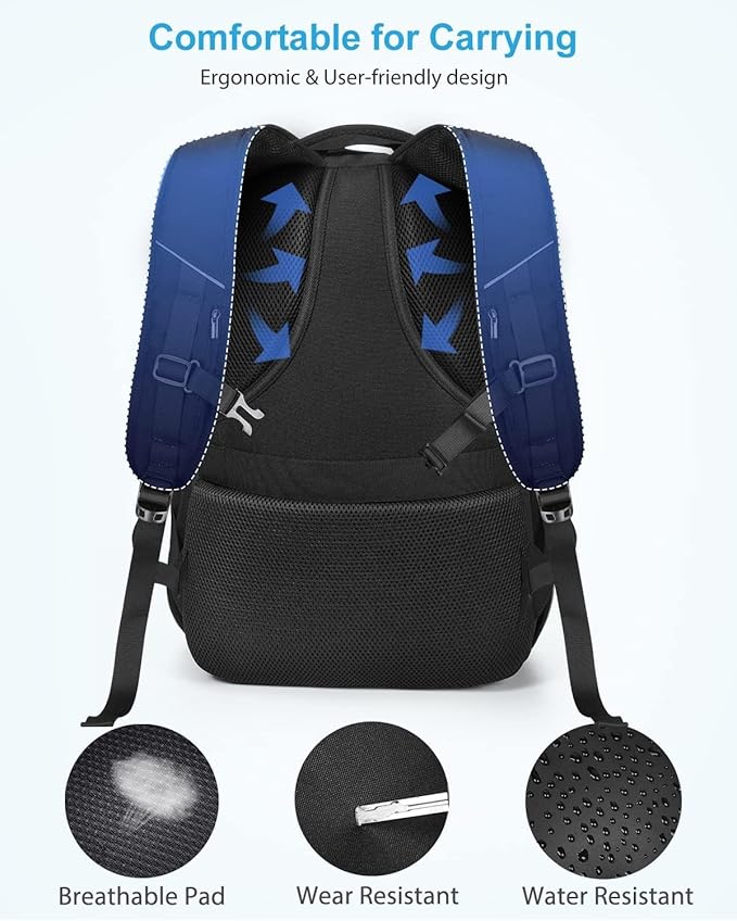 HOMIEE Laptop Backpack Extra Large Travel Backpack for Men Women, Anti Theft Slim Durable College School Computer Bag with USB Charging Port