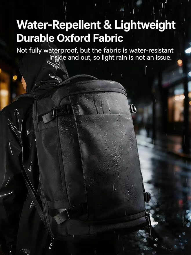Muzee 38L Travel Backpack for Men, TSA Friendly Flight Approved Carry-on, Water-repellent Oxford Fabric, Wide Opening Fits 15.6 Inch Laptop, RFID Anti-theft Pocket, Business Commute Weekender Daypack