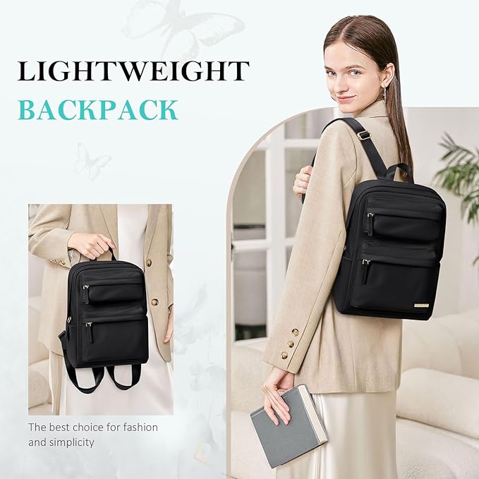 Mini Backpack for Women Lightweight Small Waterproof Backpack Purses Daily Daypack,fit 10.2Inch iPad,Black