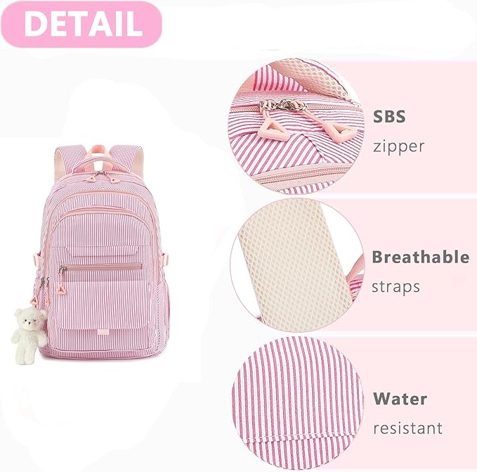 Girls Backpack for College High Middle School Student, Cute Aesthetic Bookbag for Teens Women with Accessories