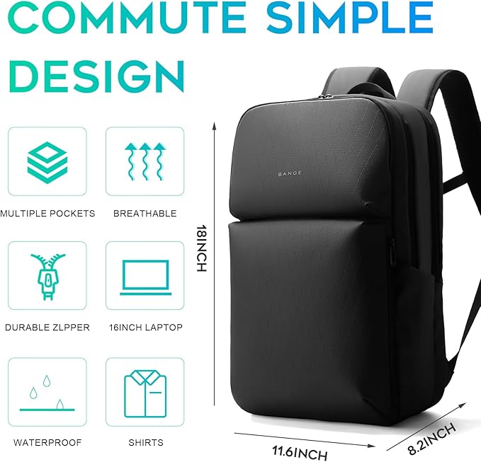 FUTURE AESTHETICS Smart Waterproof Travel Backpack Business Flight Approved Carry on Backpack for Men Women ，Large Capacity Laptop Backpack，Water Resistant Computer Backpack Fits 16 Inch Laptop（Black）