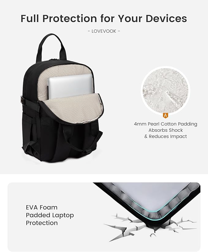LOVEVOOK Laptop Backpack for Women, 15.6 Inch Computer Backpack Purse, Casual Daypack Carry-On Personal Item Travel Bag, College Bookbook for Teen Girls Students Back to School