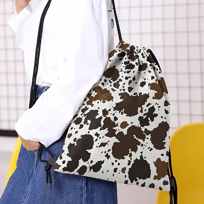 Drawstring Backpack Draw String Bag Waterproof for Sports Gym Beach Travel Cute Aesthetic Sackpack Men Women (13"×17")-Cowhide