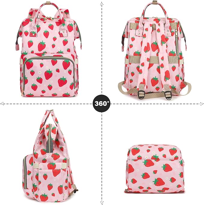Laptop Backpack for Women Men, 15.6 inch College School Backpack Bookbag for Work/School/Travel/Business (Strawberry Pink)