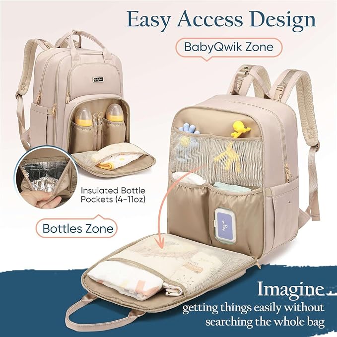 Diaper Bag Backpack - Extra Large Diaper Bag for 2 Kids Twins (Expandable 30L-38L) - Cute Travel Baby Backpack with Changing Pad for mens women (Quilted, Water Resistant)