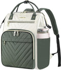 VANKEAN 17 Inch Laptop Backpack for Women Men Fashion Computer Work Bag, Large Capacity Waterproof Backpack with USB Port & RFID Pockets, College Daypack Business Travel, Beige-Army green