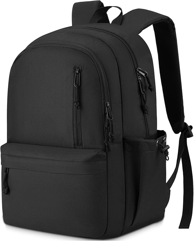 Black Backpack for Teens, Lightweight 15.6in Laptop Bag for Girls Boys Middle School High School, College Student Men Women