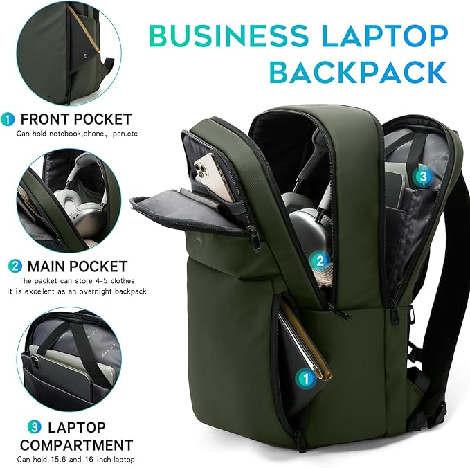FUTURE AESTHETICS Smart Waterproof Travel Backpack Business Flight Approved Carry on Backpack for Men Women ，Large Capacity Laptop Backpack，Water Resistant Computer Backpack Fits 16 Inch Laptop(Green)