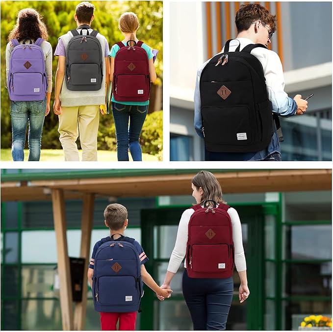 RAVUO School Backpack for Men Women, Water Resistant 15.6 inch Laptop Bag College Bookbag Casual Daypack Travel Rucksack