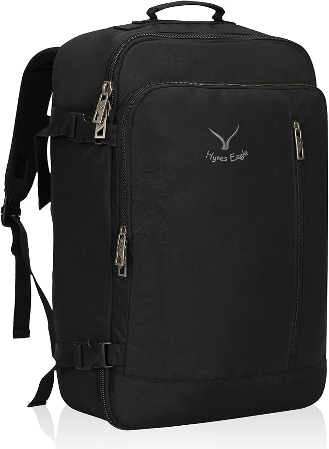 Hynes Eagle Carry on Backpack 38L Large Travel Backpack for Women Flight Approved Weekender Bag Laptop Backpack Men 15 inches Black 2023