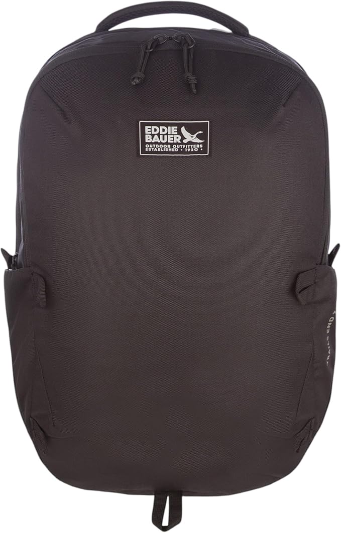 Eddie Bauer Trail Ends Backpack 28L | Laptop Sleeve | Everyday Carry | Travel | Work | Commuting | Stretch Side Pockets | Padded Shoulder Straps | Mesh Back - Black