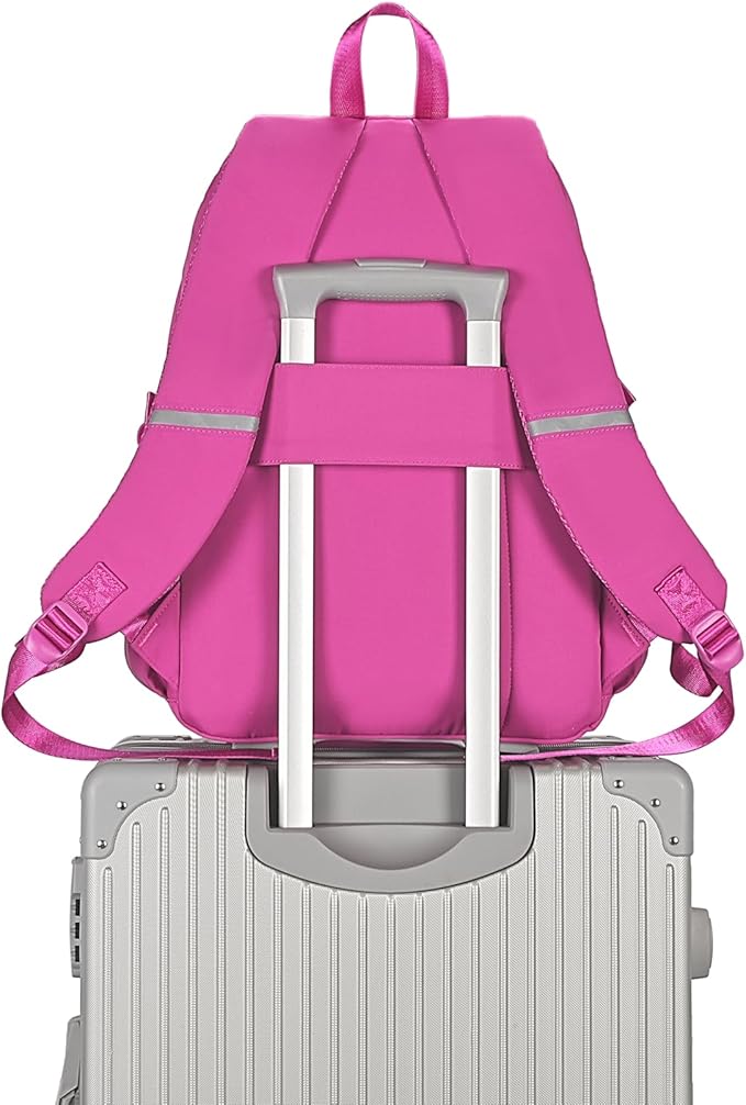 School Backpack for Girls & Women, Bookbag for Middle School & College, Large Travel Daypack for Laptop (Fuchsia)