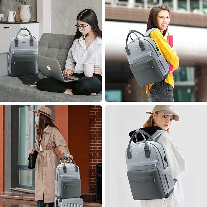 LOVEVOOK Laptop Backpack for Women 15.6 Inch Laptop Bag with USB Port, Fashion Waterproof Backpacks Teacher Nurse Stylish Travel Bags Vintage Daypacks Bookbag for College School Work