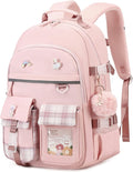 Backpack for Girls, 15.6 Inch Laptop School Bag Kids Kindergarten Elementary College Backpacks Large Bookbags for Teen Girl Women Students Casual Travel Daypacks (Pink)