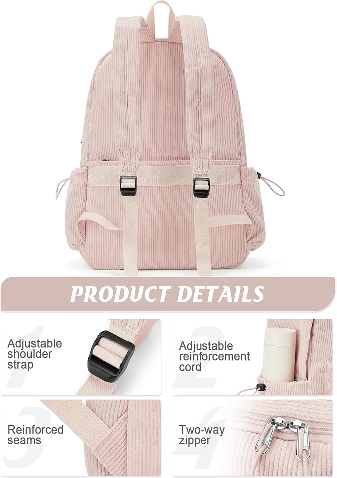 Classic Backpacks For School Teens Girls Boys, Lightweight Casual Daypacks Middle Students Backpck, Cute High School Bookbag, Simple College Backpack for Women Men(Pink)