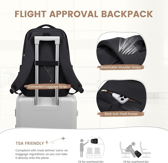 Lunch Backpack 16 Inch Laptop Backpack with Insulated Cooler Lunch Box Food Bag for College Work Camping Picnics (Black)