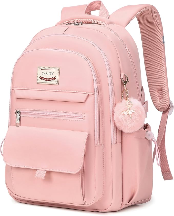 Laptop Backpack 15.6 Inch College Backpacks for Women, School Backpack for Girls,Students Aesthetic Anti Theft Travel Daypack Large Bookbags Middle High School Back Pack(Pink)