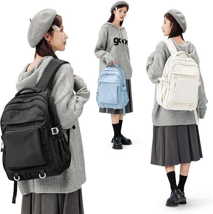 Cute Backpack for College Students Waterproof School Bag High School Backpacks for Teens Girls Boys Laptop Bookbag Casual Daypacks Backpacks for Women Men（Beige）