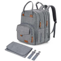 Extra Large Diaper Bag Backpack for Two Kids Twins - Expandable Baby Bag (26-36L), Dual Big Compartments - Includes Changing Pad & Stroller Straps, Unisex Grey