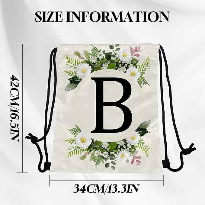 Initial Letter Drawstring Backpack String Sports Gym Bags Waterproof Sackpack Cute for Men Women Beach (13"×17") (Letter-B)