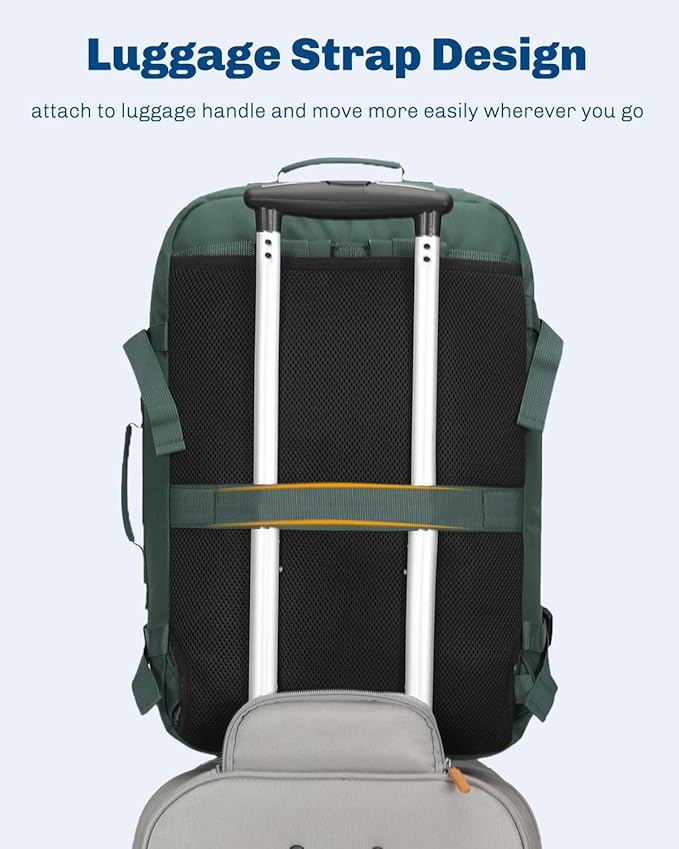 Hynes Eagle Carry on Backpack 38L Large Travel Backpack for Women Flight Approved Weekender Bag Laptop Backpack Men 15 inches Oliver Green