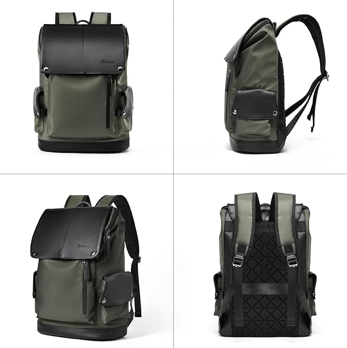 Vintage Travel Backpack For Men Fit 15.6 inch Laptop Waterproof Large Work College Smooth Zipper Backpack