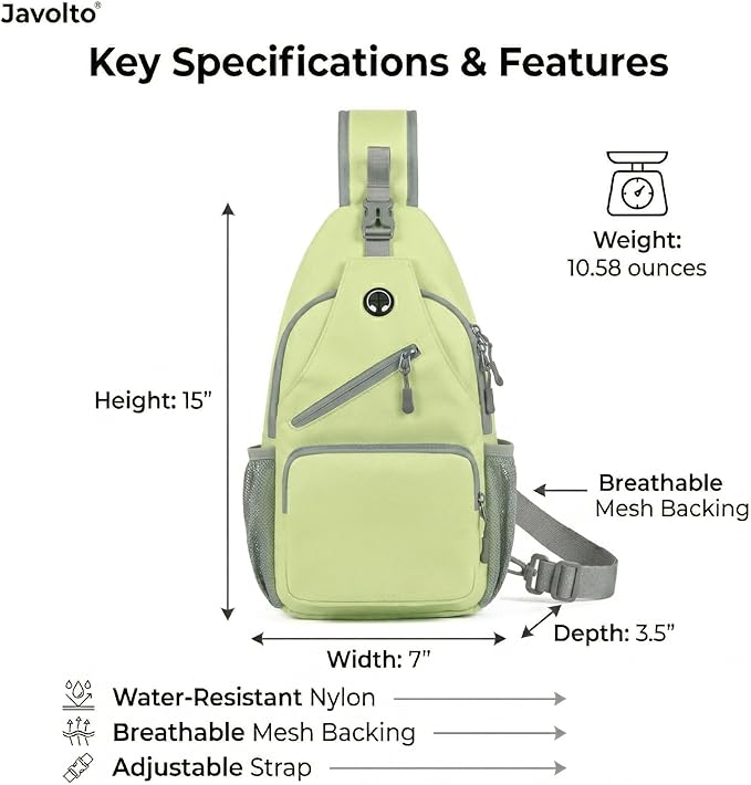 Sling Bag for Men Crossbody Backpack, Small Sling Backpack Mens Shoulder Bag, Casual Daypack Hiking Bag for Travel