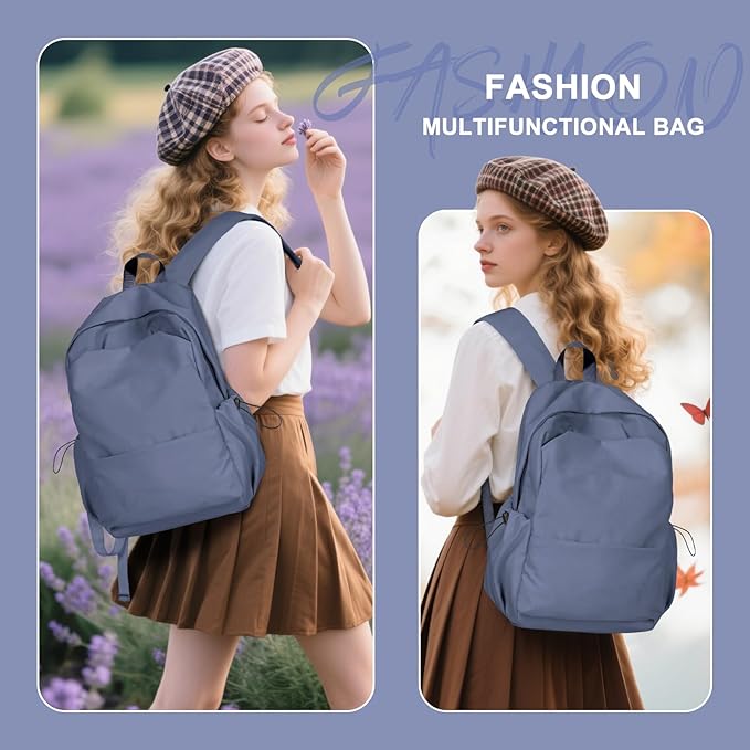 coofay Backpacks For School Bag School Backpack For College Backpacks Bookbag For Women Waterproof Gym Backpack For Men Book Bags Small Simple Backpack Purplish Blue