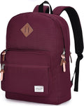 RAVUO School Backpack for Women | Classic College Bookbag for 15.6 inch Laptop, Water Resistant Daypack for Highschool Travel, Burgundy