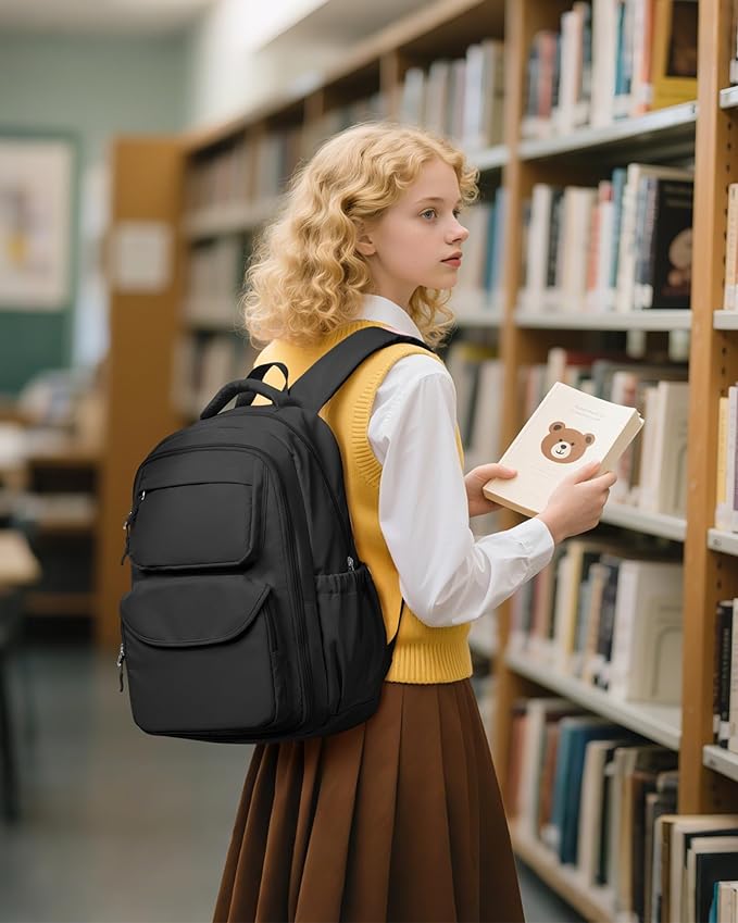 Backpack for Girls,Kids School Backpack Girls Cute Kindergarten Elementary Preschool Middle School Bags Kids Teens Aesthetic Bookbag Kawaii Backpacks Student Daypack Black